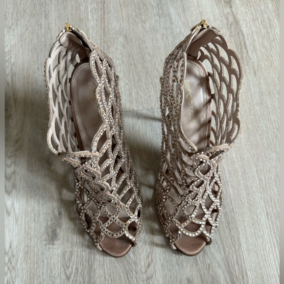 Sergio Rossi Swarovski Crystal Mermaid High Heel Caged Booties size 39/ US 9 - Picture 3 of 9
